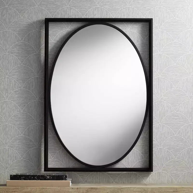 Miroir mural ovale noir satiné