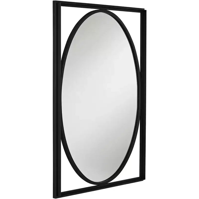 Miroir mural ovale noir satiné
