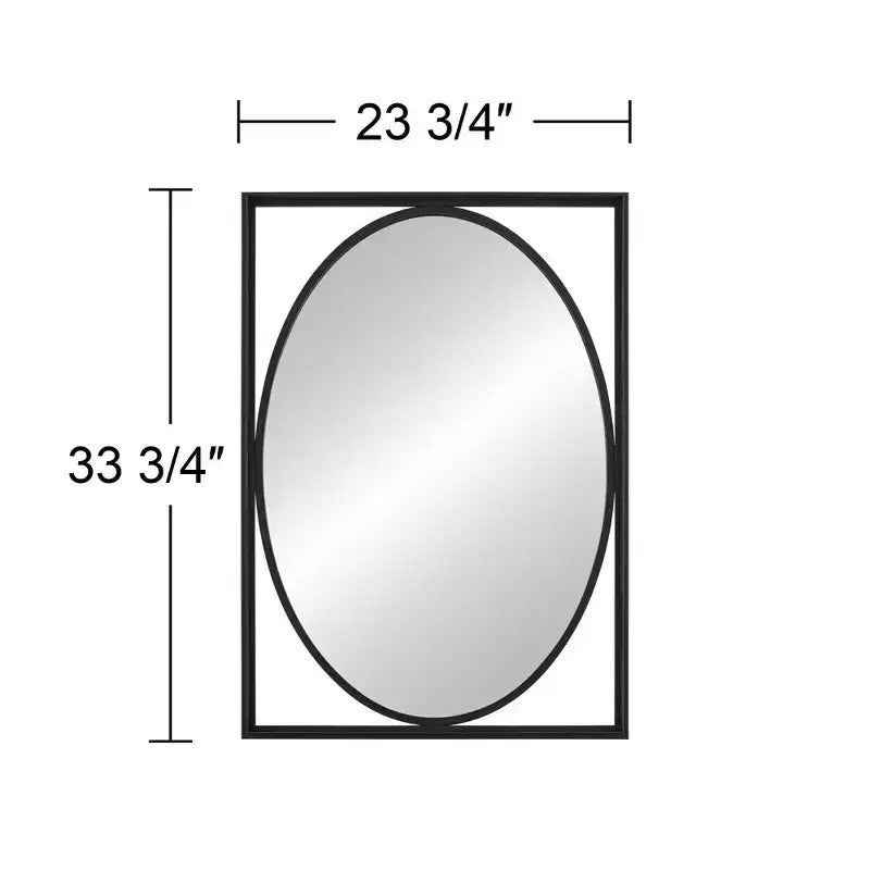 Miroir mural ovale noir satiné