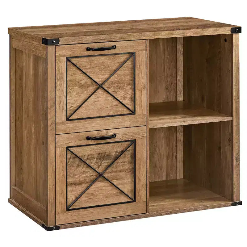 VASAGLE Lateral File Cabinet Filing Cabinet with 2 Drawers Printer Stand 2 Open Compartments