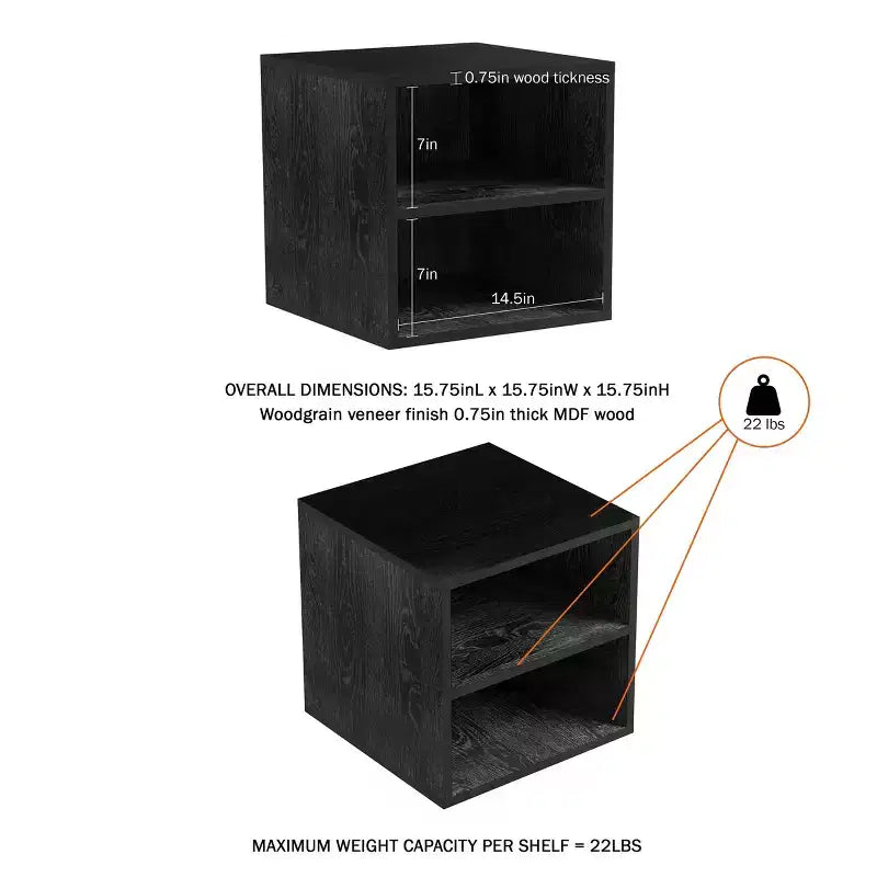 Table d'appoint cube modulaire empilable moderne avec étagères