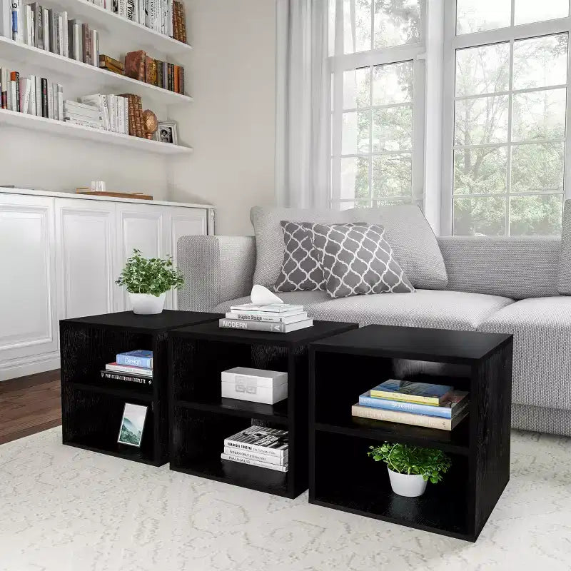 Table d'appoint cube modulaire empilable moderne avec étagères