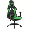 vidaXL Massage Gaming Chair with Footrest Black&Green Faux Leather